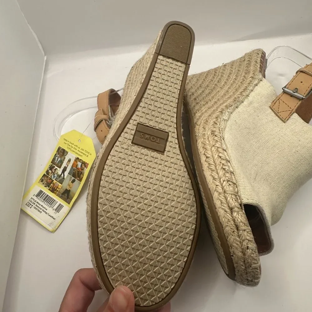 Tom’s Women's Monica Natural Hemp Cream Wedges Size 8 NWT